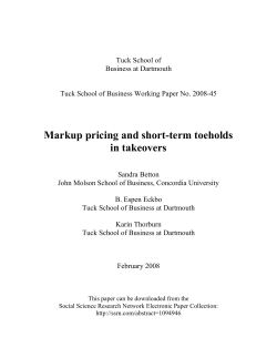 Markup pricing and short-term toeholds in takeovers
