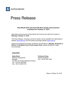 Nine Month 2015 and First Half 2015 results