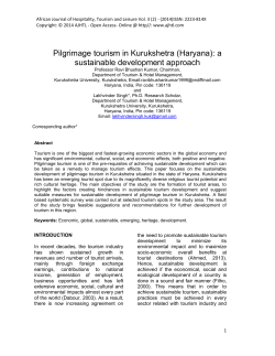 Pilgrimage tourism in Kurukshetra - African Journal of Hospitality