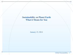 Sustainability on Planet Earth What it Means for You