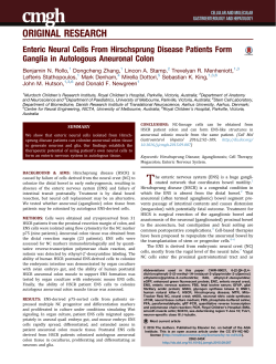Enteric Neural Cells From Hirschsprung Disease Patients Form