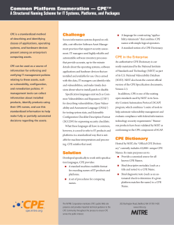 Common Platform Enumeration — CPE™ A Structured Naming