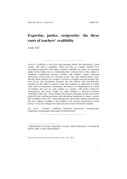 Expertise, justice, reciprocity: the three roots of teachers` credibility
