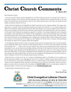 Christ Church Comments - Christ Lutheran Church