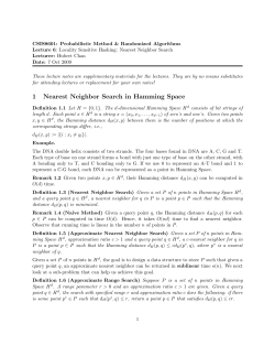 1 Nearest Neighbor Search in Hamming Space