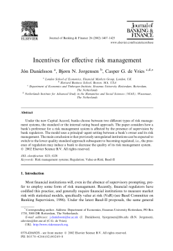 Incentives for effective risk management