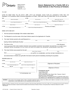 Sworn Statement for a Family GIft of a Used Vehicle in the Province