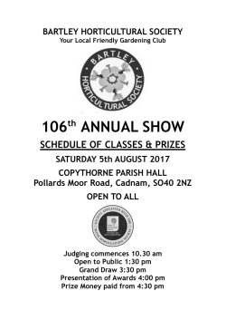 2017 Show Schedule - Bartley Horticultural Society