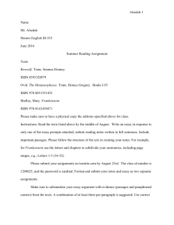 Alsedek 1 Name Mr. Alsedek Honors English III