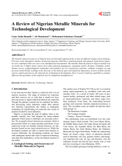 A Review of Nigerian Metallic Minerals for Technological Development