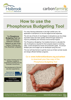 How to use the Phosphorus Budgeting Tool