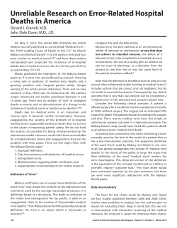 Unreliable Research on Error-Related Hospital Deaths in America
