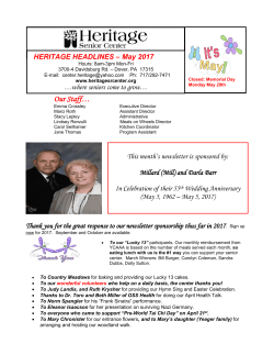 May Newsletter - Heritage Senior Center