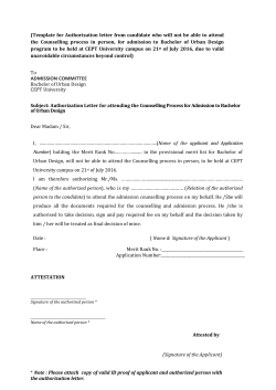 (Template for Authorization letter from candidate who will not be