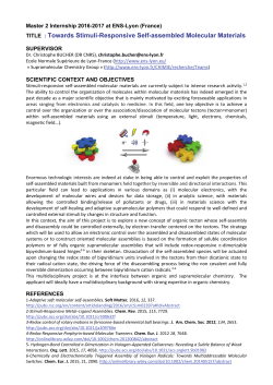 TITLE : Towards Stimuli-Responsive Self-assembled