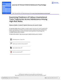 Examining Predictors of Callous Unemotional Traits Trajectories