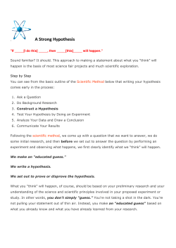 Science Fair 2014 Hypothesis - Maria Montessori Academy Blog