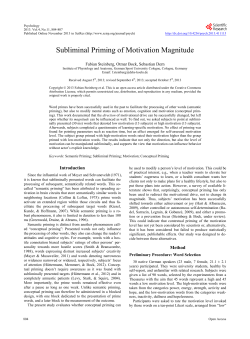 Subliminal Priming of Motivation Magnitude