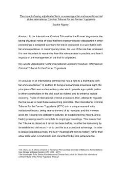 The impact of using adjudicated facts on ensuring a fair and