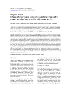 Effects of pharyngeal tampon usage for postoperative nause