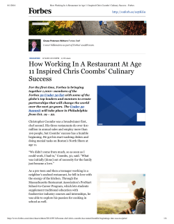 How Working In A Restaurant At Age 11 I...hris Coombs