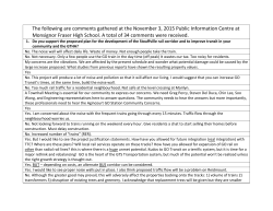 The following are comments gathered at the November 3, 2015