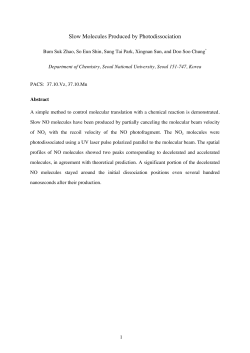 Slow Molecules Produced by Photodissociation