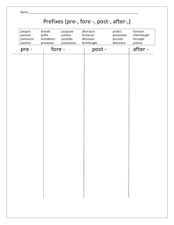 Prefixes (pre-, fore -, post-, after-,) pre - fore - post - after -