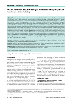 Health, nutrition and economic