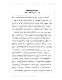 Sidney Lumet: The Memory of Guilt