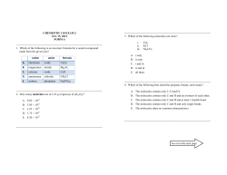 CHEMISTRY 110 EXAM 2 Oct. 15, 2012 FORM A