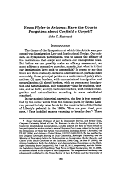 "Plyler" to "Arizona": Have the Courts Forgotten about "Corfield v