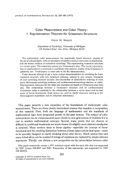 Color Measurement and Color Theory: I