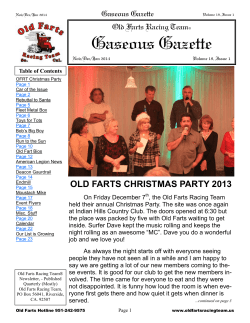 Gaseous Gazette - the Old Farts Racing Team