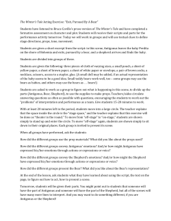 The Winter`s Tale Acting Exercise: &ldquo;Exit, Pursued By A Bear