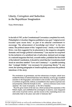Liberty, Corruption and Seduction in the Republican Imagination