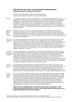 1 Educational role-play: moving beyond entertainment