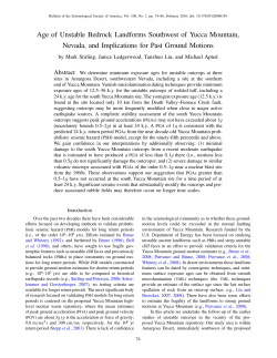 Age of Unstable Bedrock Landforms Southwest of