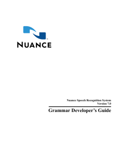Nuance Grammar Developer`s Guide