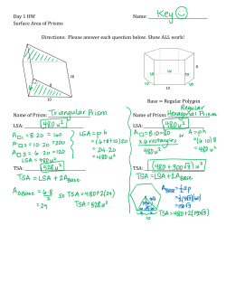 Surface Area of Prisms Directions: Please answer