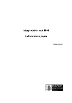Interpretation Act 1999 A discussion paper