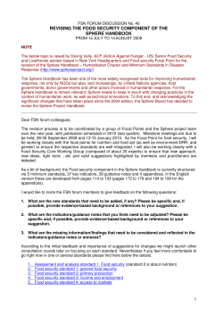 1 revising the food security component of the sphere handbook