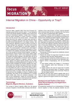 Internal Migration in China &ndash; Opportunity or Trap?