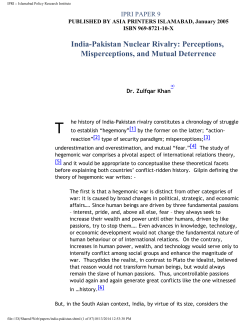 India-Pakistan Nuclear Rivalry: Perceptions, Misperceptions, and