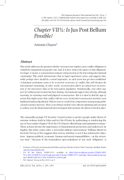 Chapter VII&frac12;: Is Jus Post Bellum Possible?
