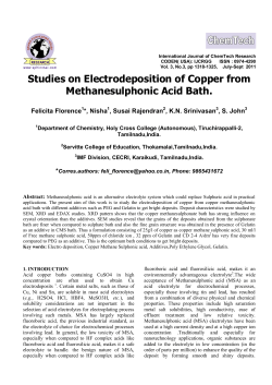 Studies on Electrodeposition of Copper from Methanesulphonic Acid