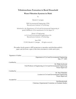 2001 Trihalomethane Formation in Rural Household Water