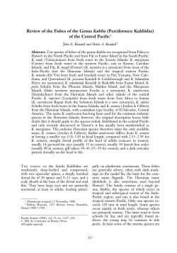 Review of the Fishes of the Genus Kuhlia (Perciformes: Kuhliidae) of