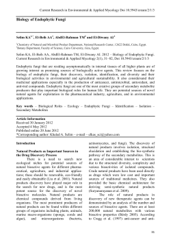 Biology of Endophytic Fungi - Current Research in Environmental