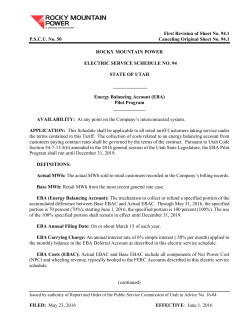Energy Balancing Account EBA Pilot Program